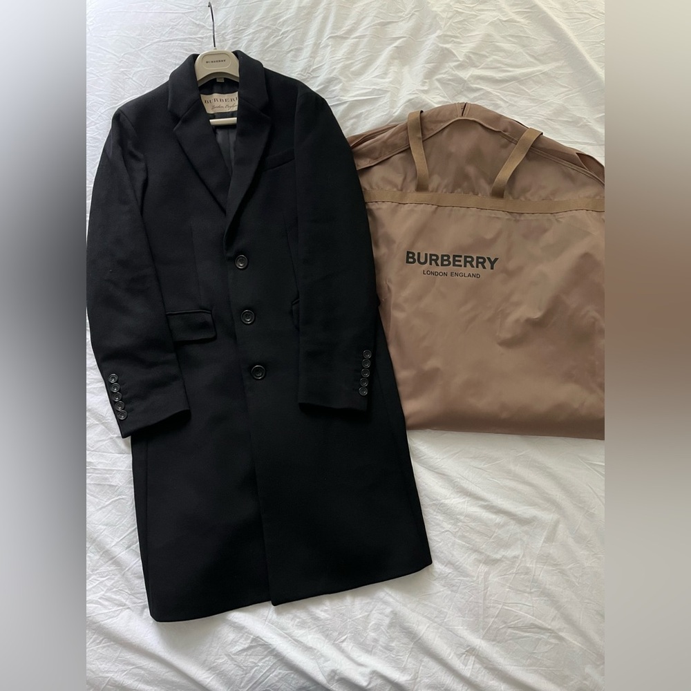 Burberry Black Wool Cashmere Tailored Coat